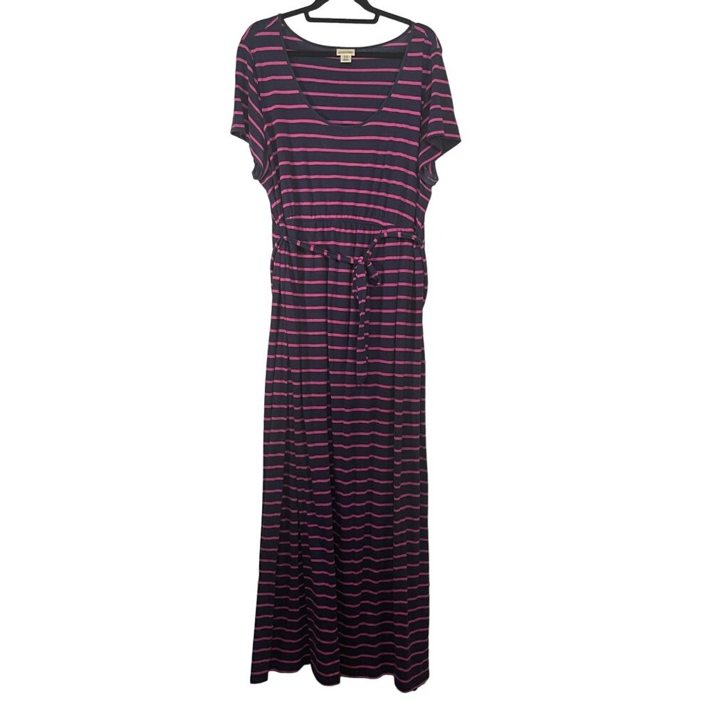 Motherhood Maternity Size 1X Blue Pink Striped Maxi Dress